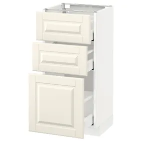 IKEA METOD МЕТОД / MAXIMERA МАКСИМЕРА, напольный шкаф с 3 ящиками, белый / бодбинские сливки, 40x37 см 590.521.10 фото