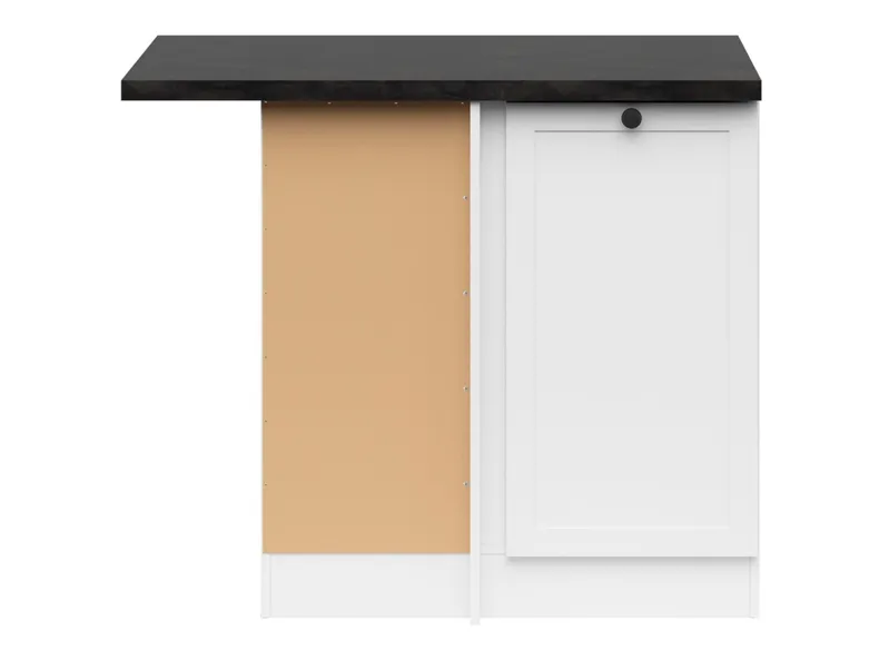 BRW Junona Line левый угловой кухонный шкаф со столешницей белый builds угловой 100x82 см, белый/белый/металлический сланцевый черный/золотой DNW/100/82_L_ZBL-BI/BI/LMC фото №1