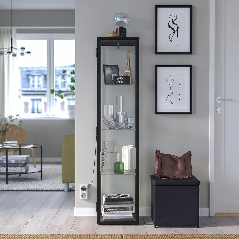 IKEA BLÅLIDEN БЛОЛІДЕН, шафа зі скляними дверцятами, чорний, 35x32x151 см 005.205.19 фото №2