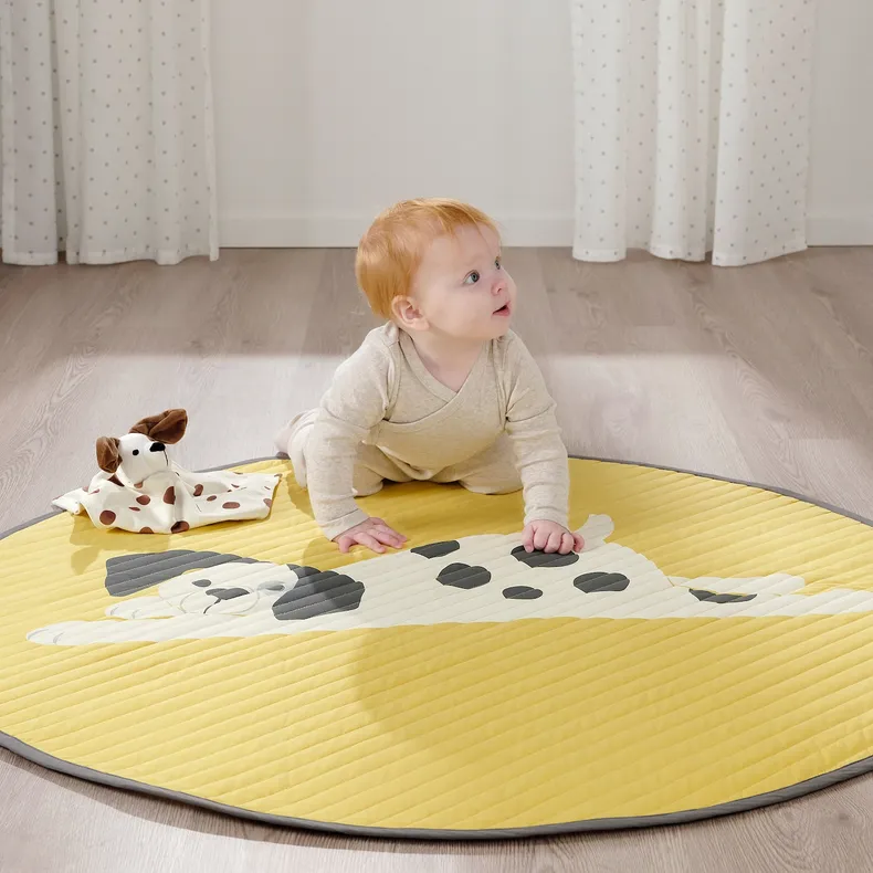 IKEA DRÖMSLOTT ДРЕМСЛОТТ, покривальце з м’якою іграшкою, у формі цуценяти білий/коричневий, 30x30 см 605.263.92 фото №3