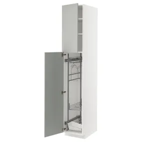 IKEA METOD МЕТОД, висока шафа із приладд д / прибирання, білий / Хавсторп світло-сірий, 40x60x220 см 295.384.15 фото