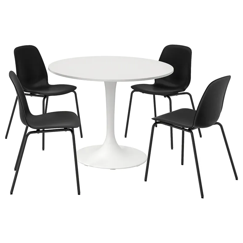 IKEA DOCKSTA ДОКСТА / LIDÅS ЛІДОС, стіл+4 стільці, білий білий / чорний / чорний, 103 см 795.090.62 фото №1