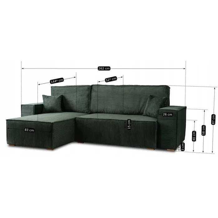 Угловой диван универсальный MEBEL ELITE ALEX, 262 см, ткань: зеленый фото №13