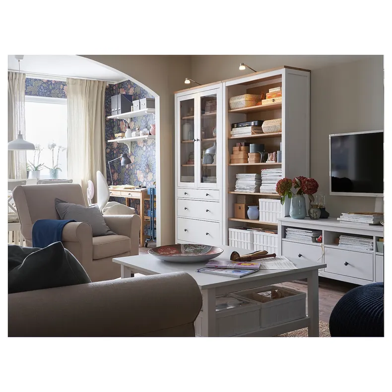 IKEA HEMNES ХЕМНЕС, книжкова шафа, біла морилка / світло-коричневий, 90x197 см 604.135.02 фото №3