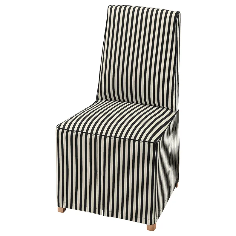 IKEA BERGMUND БЕРГМУНД, стул с длинным чехлом, имит. дуб/черный/белый 095.782.71 фото №1