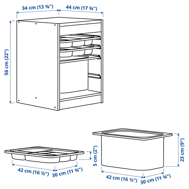 IKEA TROFAST ТРУФАСТ, комбинация с контейнером / лотками, белый / бирюзовый, 34x44x56 см 094.803.78 фото №7