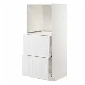 IKEA METOD МЕТОД / MAXIMERA МАКСІМЕРА, висока шафа, 2 шухляди для духовки, білий / стенсундський білий, 60x60x140 см 294.093.95 фото