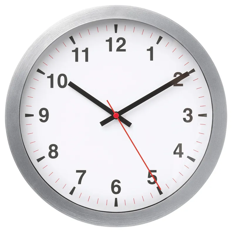 IKEA TJALLA ТЙАЛЛА, настінний годинник, низьковольтний / сріблястий, 28 см 805.408.82 фото №1