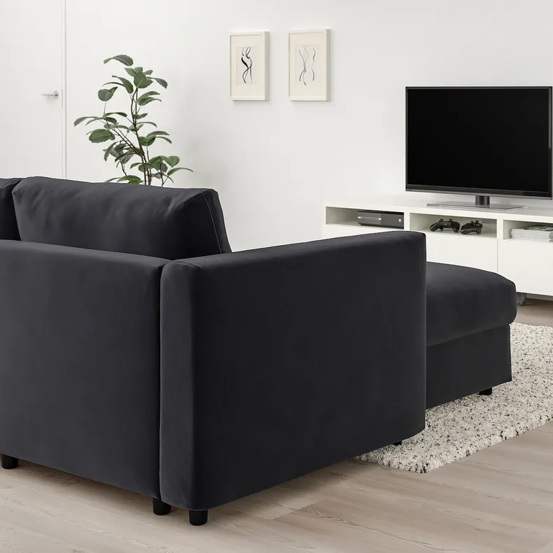 IKEA VIMLE ВИМЛЕ, 3-местный диван-кровать, с шезлонгом/Djuparp темно-серый 695.372.73 фото №3