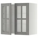 IKEA METOD МЕТОД, навесной шкаф / полки / 2стеклян двери, белый / бодбинский серый, 60x60 см 093.949.55 фото thumb №1
