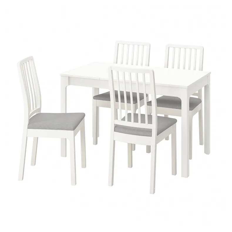IKEA EKEDALEN ЕКЕДАЛЕН / EKEDALEN ЕКЕДАЛЕН, стіл+4 стільці, білий білий / ОРРСТА світло-сірий, 80 / 120 см 994.829.62 фото №1