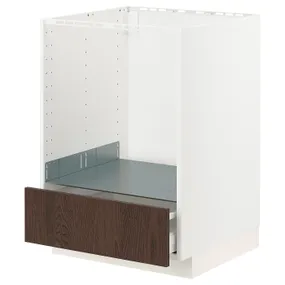 IKEA METOD МЕТОД / MAXIMERA МАКСИМЕРА, напольный шкаф д / духовки, с ящиком, белый / сине-коричневый, 60x60 см 494.043.25 фото