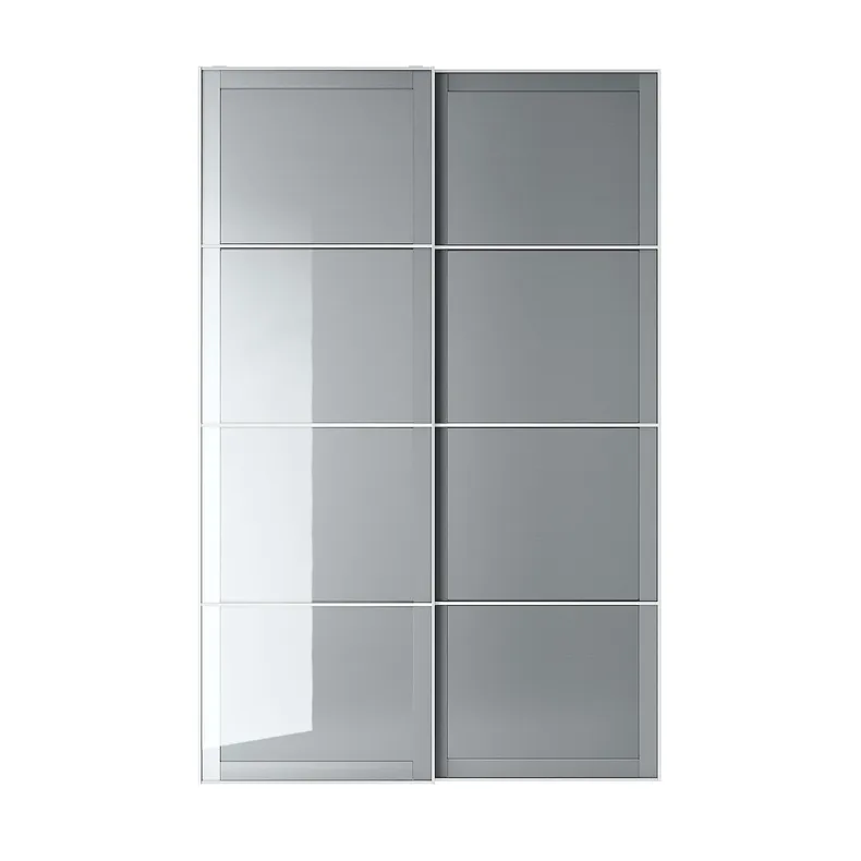 IKEA BJÖRNÖYA БЙЕРНЕЙА, розсувні дверцята, 2 шт., ефект сірого відтінку, 150x236 см 494.396.88 фото №1