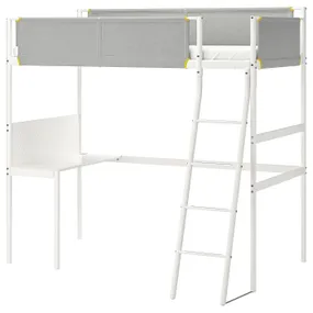 IKEA VITVAL ВІТВАЛЬ, каркас ліжка-горища зі стільницею, білий / світло-сірий, 90x200 см 693.025.66 фото