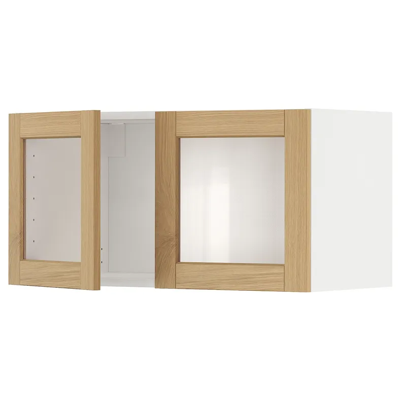 IKEA METOD МЕТОД, шафа навісна із 2 скляними дверцят, білий / ФОРСБАККА дуб, 80x40 см 095.093.53 фото №1