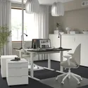 IKEA MITTZON МІТТЗОН, письмовий стіл, шпон мореного ясена чорний / білий, 120x60 см 095.258.57 фото thumb №2