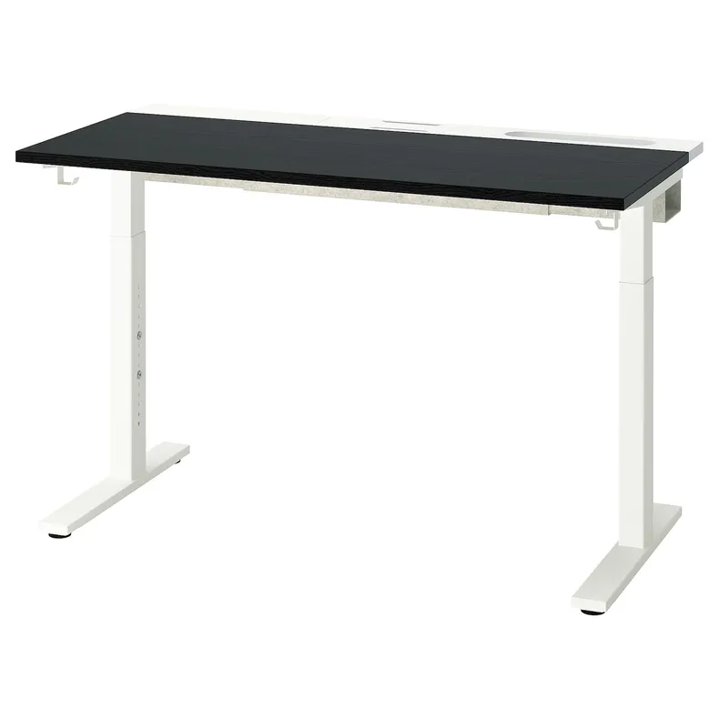 IKEA MITTZON МІТТЗОН, письмовий стіл, шпон мореного ясена чорний / білий, 120x60 см 095.258.57 фото №1
