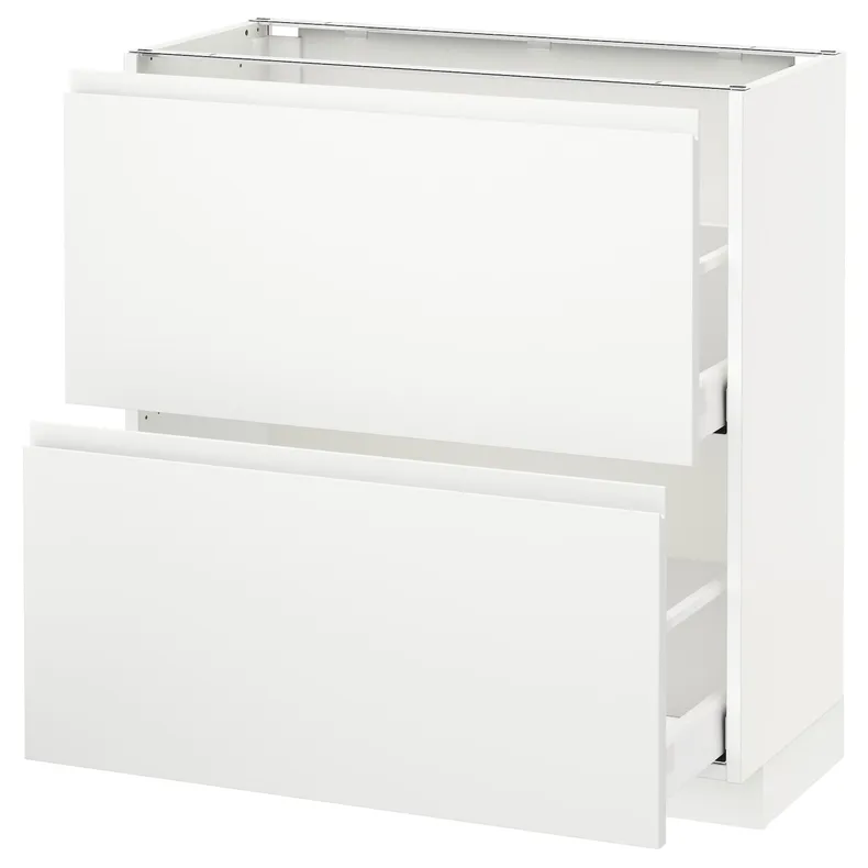 IKEA METOD МЕТОД / MAXIMERA МАКСИМЕРА, напольный шкаф с 2 ящиками, белый / Воксторп матовый белый, 80x37 см 491.128.31 фото №1
