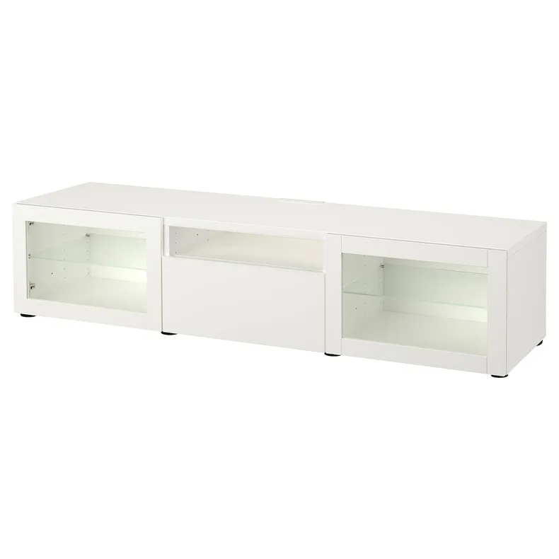 IKEA BESTÅ БЕСТО, тумба под ТВ, белый / Лапвикен белое прозрачное стекло, 180x42x39 см 893.989.21 фото №1