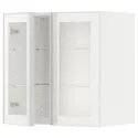 IKEA METOD МЕТОД, навесной шкаф / полки / 2стеклян двери, белый / Хейста белое прозрачное стекло, 60x60 см 494.905.54 фото thumb №1