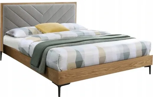 Ліжко двоспальне HALMAR MARGARITA 160x200 см сіра/натуральний фото №1