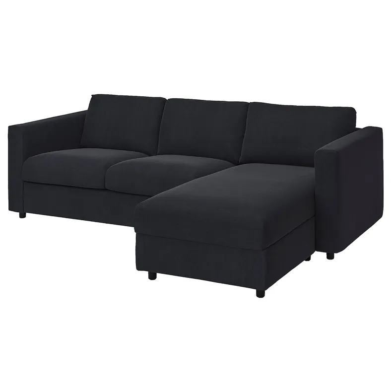 IKEA VIMLE ВІМЛЕ, чохол для 3-місного дивана з кушет, САКСЕМАРА чорно-синій 493.993.81 фото №2