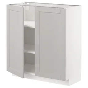 IKEA METOD МЕТОД, підлогова шафа з полицями / 2 дверцят, білий / світло-сірий Lerhyttan, 80x37 см 294.701.37 фото