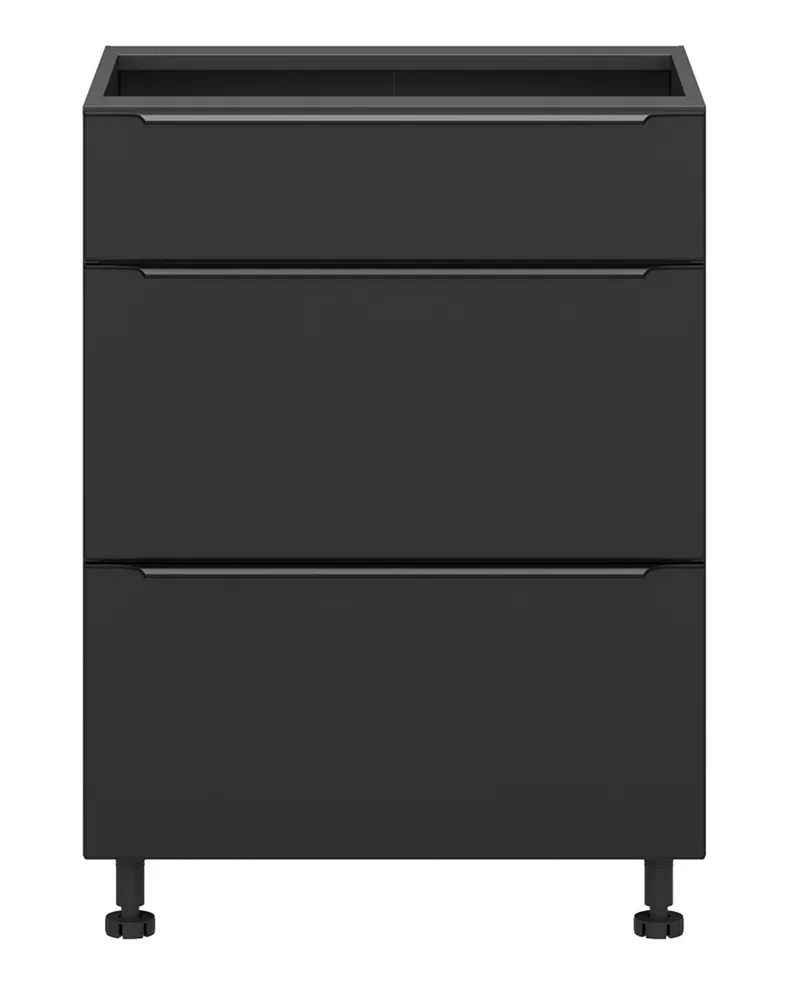 BRW Кухонна шафа Sole L6 60 см з висувними шухлядами з м'яким закриттям чорний матовий, чорний/чорний матовий FM_D2S_60/82_2STB/B-CA/CAM фото №1