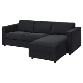 IKEA VIMLE ВІМЛЕ, 3-місний диван із кушеткою, САКСЕМАРА чорно-синій 093.991.42 фото