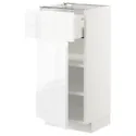 IKEA METOD МЕТОД / MAXIMERA МАКСИМЕРА, напольный шкаф с ящиком / дверцей, белый / Воксторп глянцевый / белый, 40x37 см 894.579.01 фото thumb №1