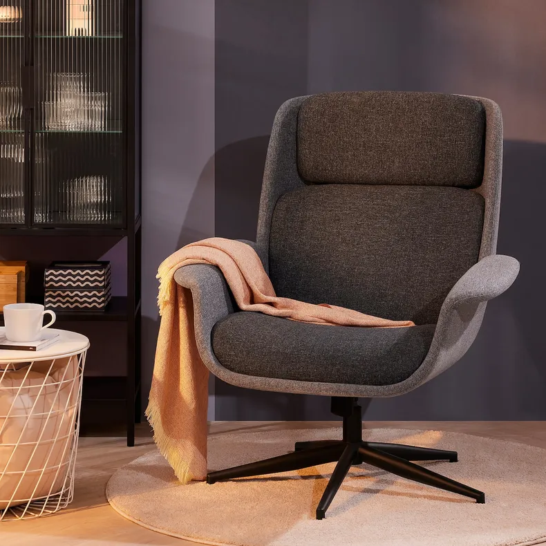 IKEA ÄLEBY ЕЛЕБЮ, крісло обертове, ГУННАРЕД класичний сірий / темно-сірий 905.692.38 фото №2