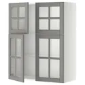 IKEA METOD МЕТОД, навесной шкаф / полки / 4 стеклян двери, белый / бодбинский серый, 80x100 см 693.949.62 фото thumb №1