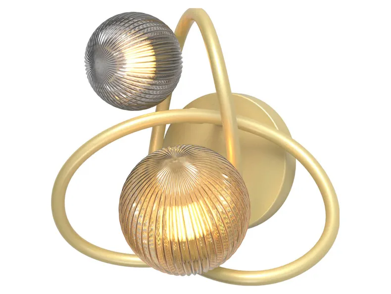 BRW Настінний світлодіодний світильник Metz 2-точковий металевий золотий 091099 фото №1