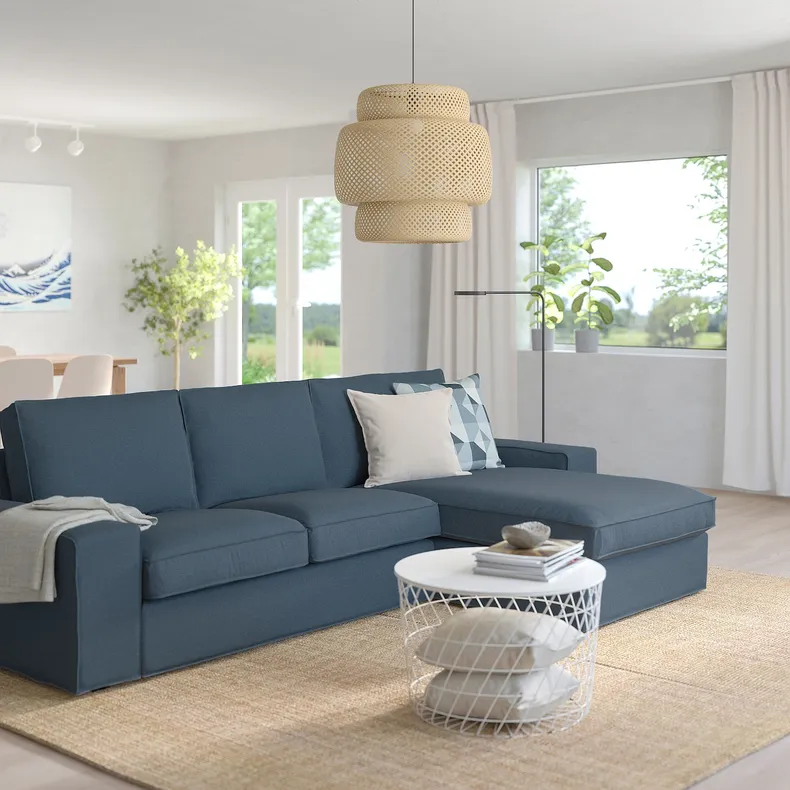 IKEA KIVIK КІВІК, 3-місний диван із кушеткою, Синій. 694.847.74 фото №2
