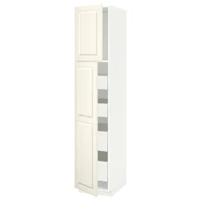 IKEA METOD МЕТОД / MAXIMERA МАКСІМЕРА, висока шафа, 2 дверцят / 4 шухляди, білий / БУДБІН кремово-білий, 40x60x200 см 494.598.03 фото