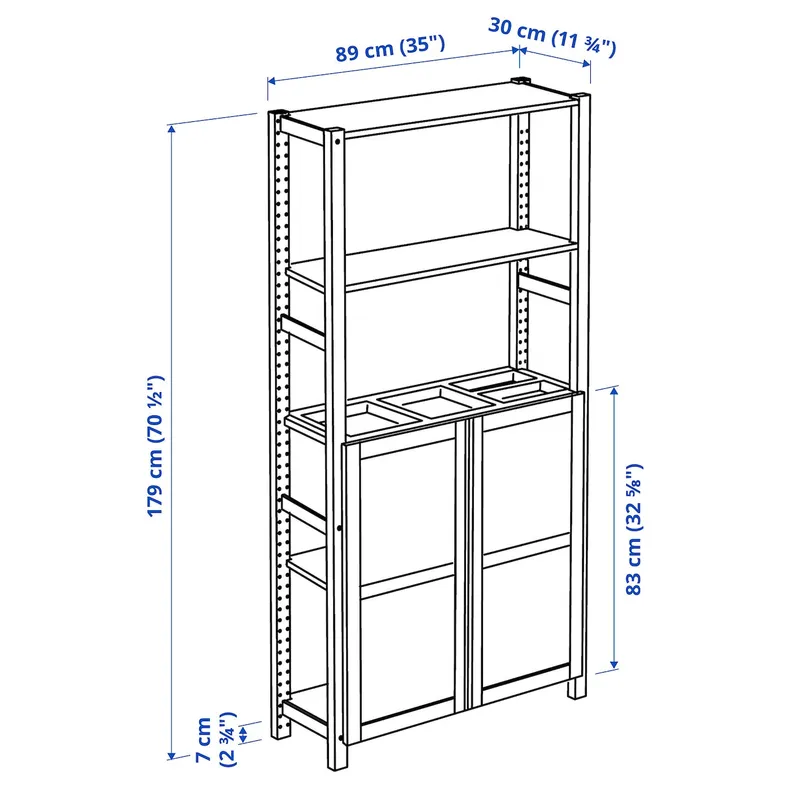 IKEA IVAR ІВАР, стелаж із дверцятами, сосна / повсть, 89x30x179 см 995.078.73 фото №7