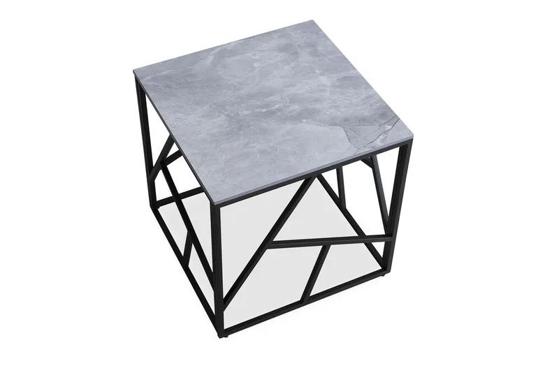 Журнальний столик HALMAR UNIVERSE 2 квадратний 55x55 см, сірий мармур/чорний фото №3