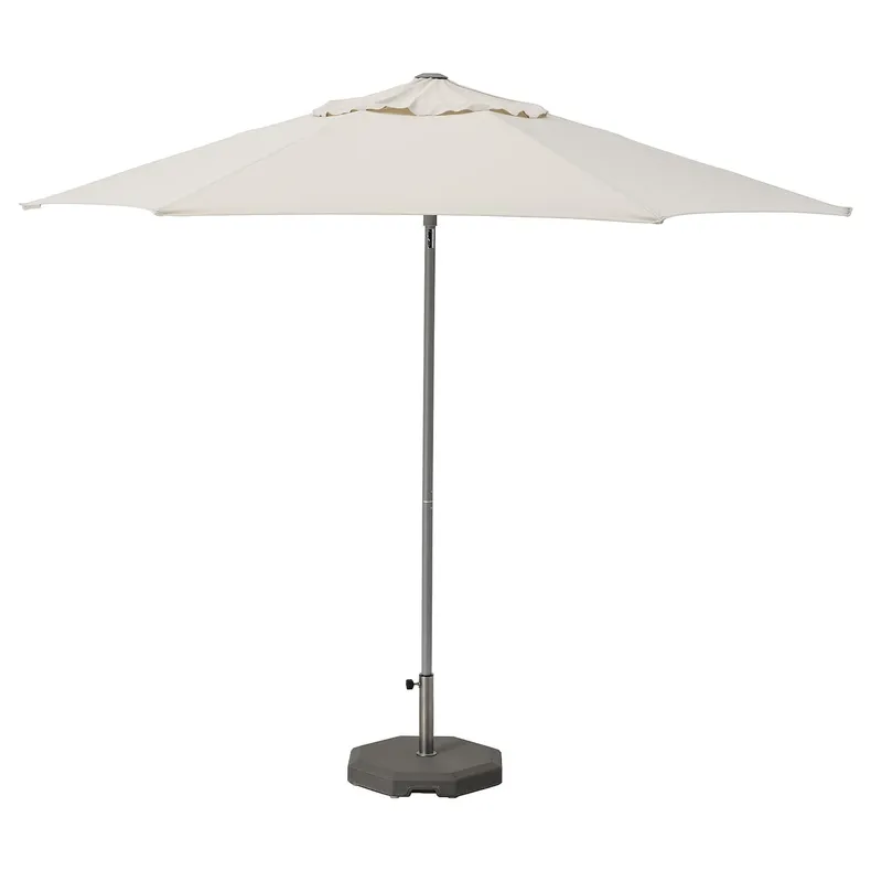 IKEA JOGGESÖ ЙОГГЕСЕ, сонячна парасоля+опора, світло-сірий бежевий / сірий Хювен, 300 см 394.956.94 фото №1