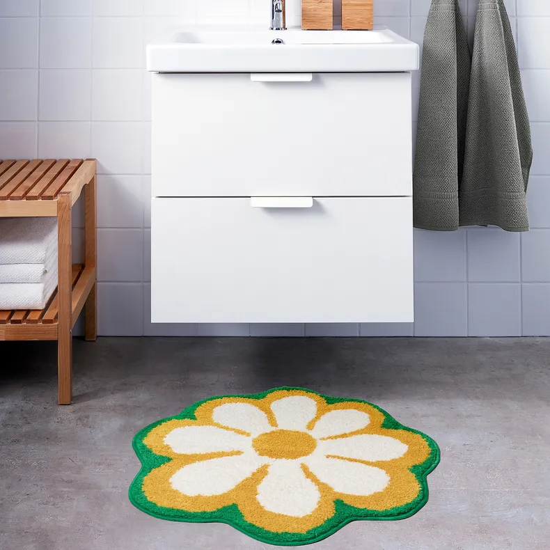 IKEA KÄRRKNIPPROT КЕРРКНІППРОТ, килимок для ванної кімнати, орнамент квіти/різнобарвний, 65 см 505.575.29 фото №3