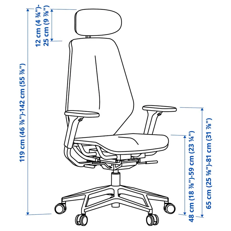 IKEA STYRSPEL СТИРСПЕЛЬ, стул для геймеров, синий / светло-серый 105.066.93 фото №9