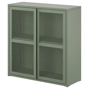 IKEA IVAR ИВАР, шкаф с дверями, серо-зеленая сетка, 80x83 см 505.312.52 фото