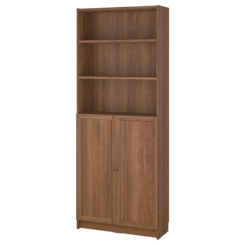 IKEA BILLY БІЛЛІ / OXBERG ОКСБЕРГ, книжкова шафа з дверцятами, коричневий горіх, 80x30x202 см 494.833.65 фото №1