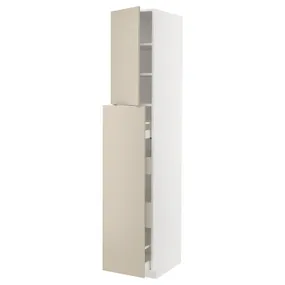 IKEA METOD МЕТОД / MAXIMERA МАКСИМЕРА, высокий шкаф / выдв секц / 4ящ / 1дв / 2плк, белый / гавсторпский бежевый, 40x60x220 см 794.681.27 фото