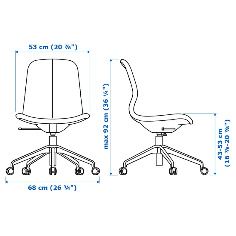 IKEA LÅNGFJÄLL ЛОНГФЬЕЛЛЬ, конференц-стул, Синий / черный 191.775.79 фото №8