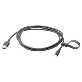 IKEA LILLHULT ЛИЛЛЬХУЛЬТ, кабель USB-A–lightning, тёмно-серый, 1.5 m 005.275.92 фото