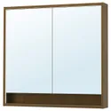 IKEA FAXÄLVEN ФАКСЭЛВЕН, зеркальный шкаф с подсветкой, коричневая имитация дуб, 100x15x95 см 495.167.09 фото thumb №1