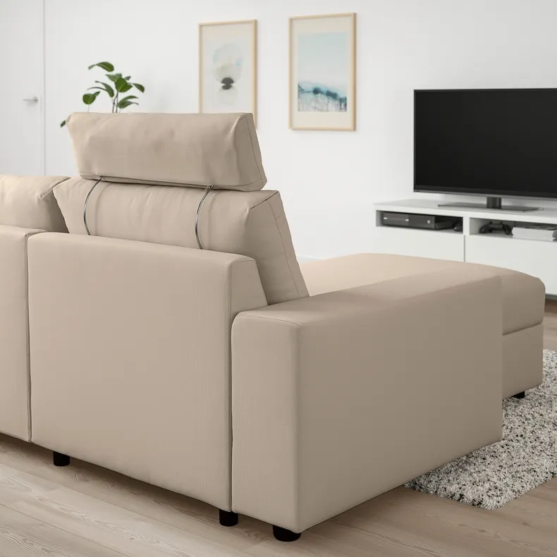 IKEA VIMLE ВІМЛЕ, 3-місний диван із кушеткою, з широкими підлокітниками з узголів'ям / ХАЛЛАРП бежевий 594.014.11 фото №3