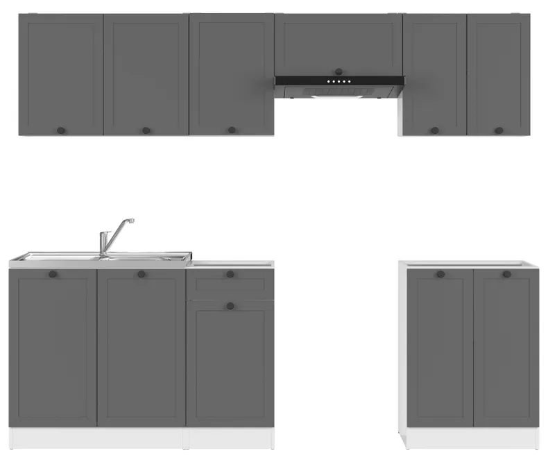 BRW Кухонний гарнітур Junona Line 240 см з побутовою технікою графіт, білий/графіт JUNONA_AGD_WER_2/240_BBL-BI/GF фото №1