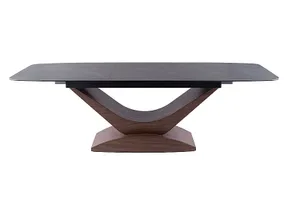 Стол обеденный раскладной SIGNAL DOLCE Ceramic 180(240)х95 см, серый / орех фото