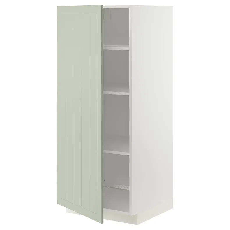 IKEA METOD МЕТОД, высокий шкаф с полками, белый / светло-зеленый, 60x60x140 см 894.862.58 фото №1